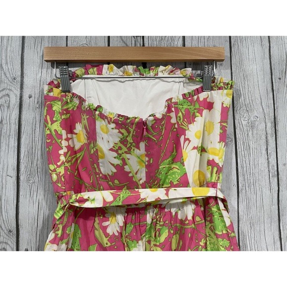 Lilly Pulitzer Briddie Strapless Hottie Pink Daisy Print Mini Dress Fit & Flare - Picture 10 of 13